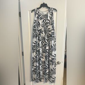 Soma Black and White Palm-Leaf Maxi Dress
